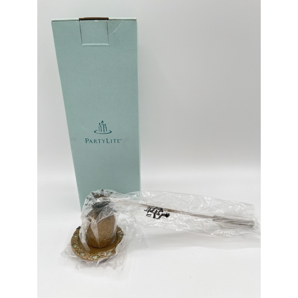 Partylite Island Escape Pineapple Snuffer & Tray Gold & Jeweled P8419 UNUSED